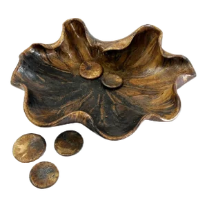 Handmade Stoneware Lotus Leaf Shape Bowl for Flower Arrangement
