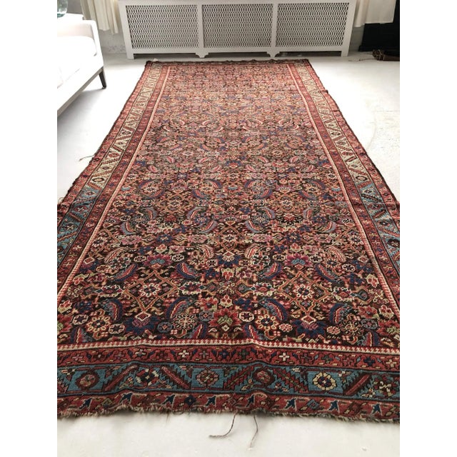 Antique Eggplant, Magenta & Sky Blue Water Garden Design Rug, 5.9 x 13.10 For Sale - Image 4 of 11