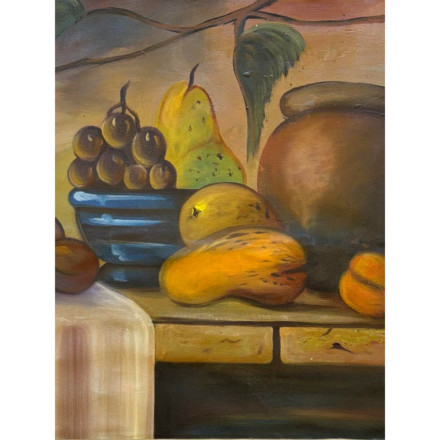 Vintage Signed Still Life Oil on Canvas Painting For Sale - Image 4 of 4