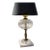 Vintage Marble & Ribbed Glass Table Lamp With Brass Accents – Classic Mid‑Century Style For Sale