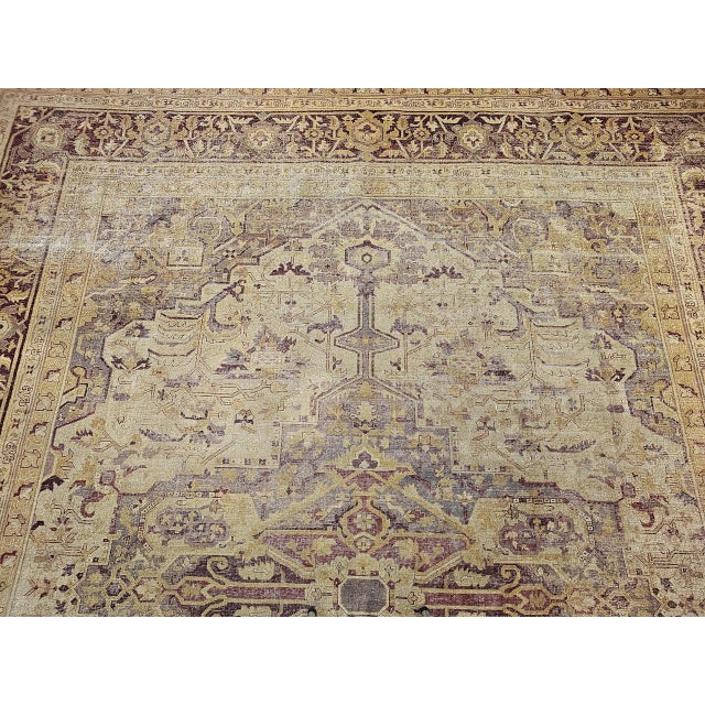 19th Century Agra Rug, Hand-Knotted Wool, Geometric Design, Pale Purple & Gray, 12' X 14’ For Sale - Image 12 of 18