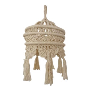 Natural White Macrame Lantern For Sale