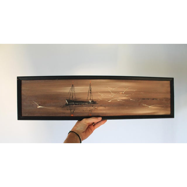 Brown Vintage Seascape Oil Painting on Board by Lyman Fritz Hopkins For Sale - Image 8 of 11