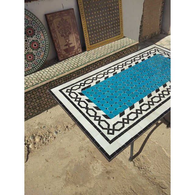 Artful Blue Mosaic Table For Sale - Image 4 of 6