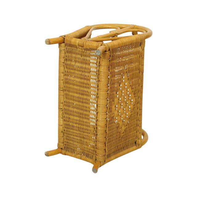 Vintage Boho Bamboo and Rattan Magazine Rack, 1980s For Sale - Image 11 of 12
