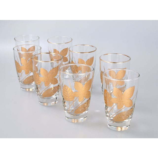 Vintage Gold Leaf Drinking Glasses Set of 8 Chairish