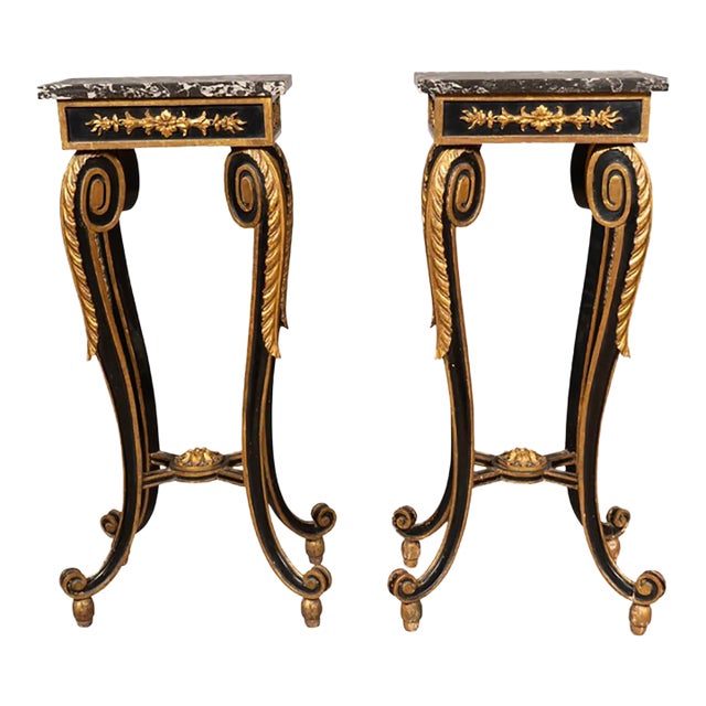 Pair of Italian Rococo Painted and Gilded Tables For Sale