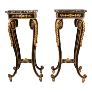 Pair of Italian Rococo Painted and Gilded Tables