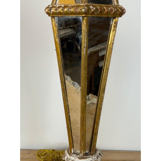 Vintage Italian Mirrored Obelisk Table Lamps, Giltwood, 1940s-50s - a Pair For Sale - Image 13 of 18