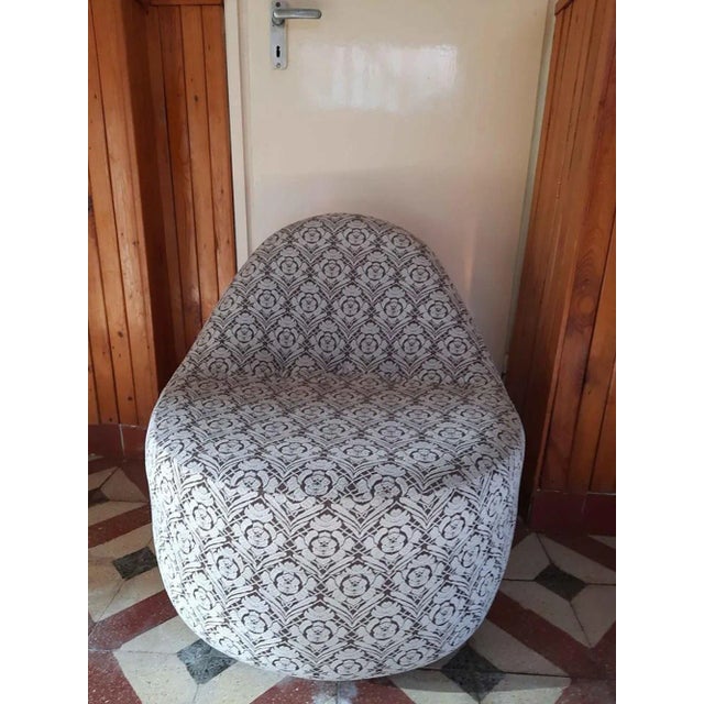 Mid-Century Armchair with Patterned Fabric, 1970s For Sale - Image 4 of 8