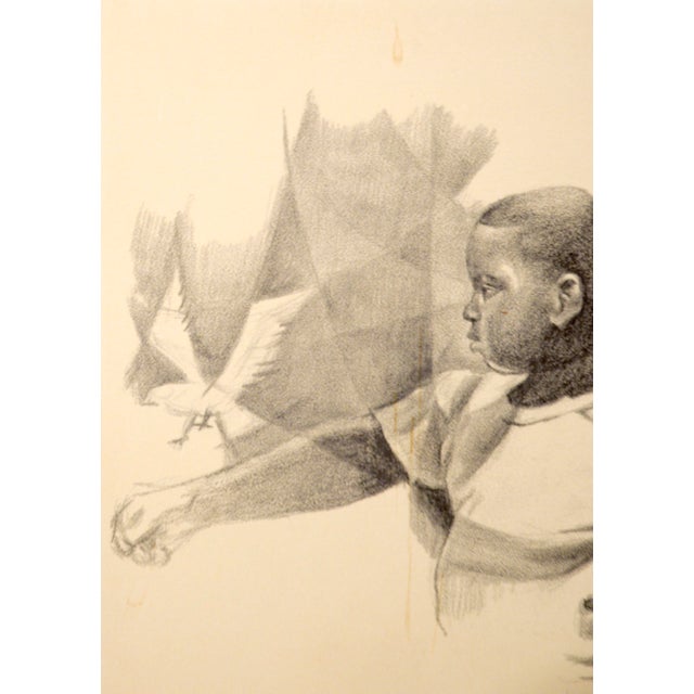 "And Search for Peace" - Rare Signed Figurative Lithograph in Ink on Paper Bold lithograph by Eugene Hawkins (American, b....