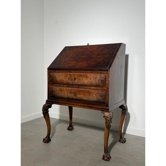 Antique Chippendale Secretary in Burlwood Veneer For Sale - Image 5 of 5