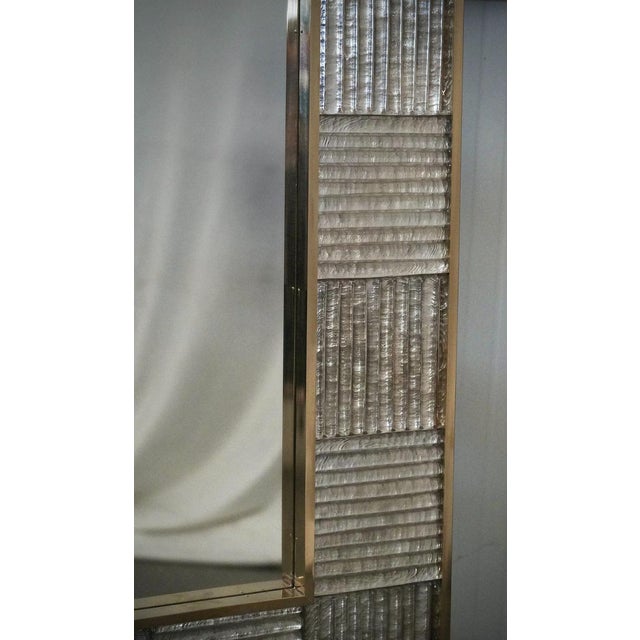 Metal Mid-Century Italian Murano Silver Art Glass and Brass Console Wall Mirror For Sale - Image 7 of 11