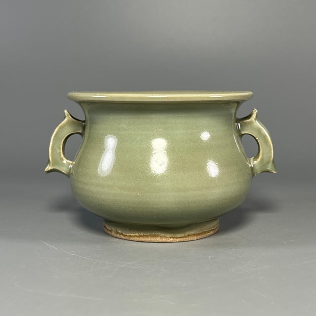 Chinese Vintage Chinese Celadon Porcelain Incense Burner | One of a Kind For Sale - Image 3 of 5