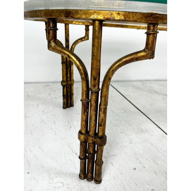 Mid 20th Century Vintage Gilt Gold Faux Bamboo Coffee Table For Sale - Image 5 of 10