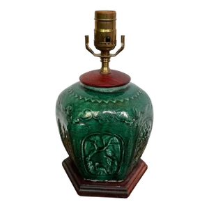 Mid 19th Century Chinese Pot Lamp in Deep Jade Colorway