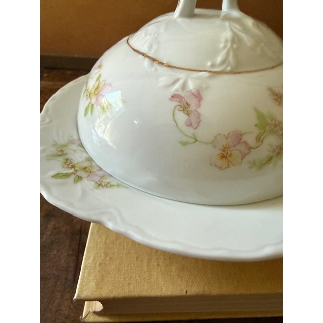 Antique Oeg Royal Austria Porcelain Covered Butter Dish Pink Floral Gutherz 1899 to 1918 For Sale - Image 12 of 12