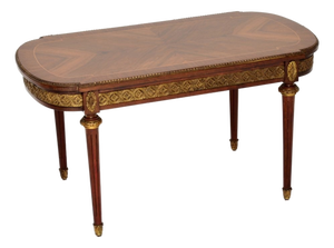 Vintage French Inlaid Walnut Coffee Table, 1930s