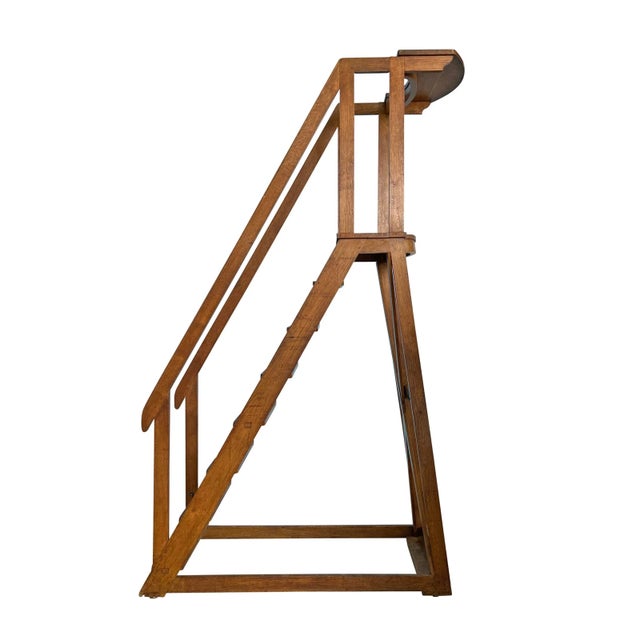 Rustic European Early 20th Century French Oak Library Ladder For Sale - Image 3 of 11