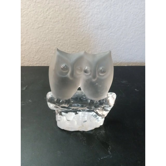 1980s Signed Reijmyre Sweden Crystal Owls Figurine For Sale - Image 4 of 6