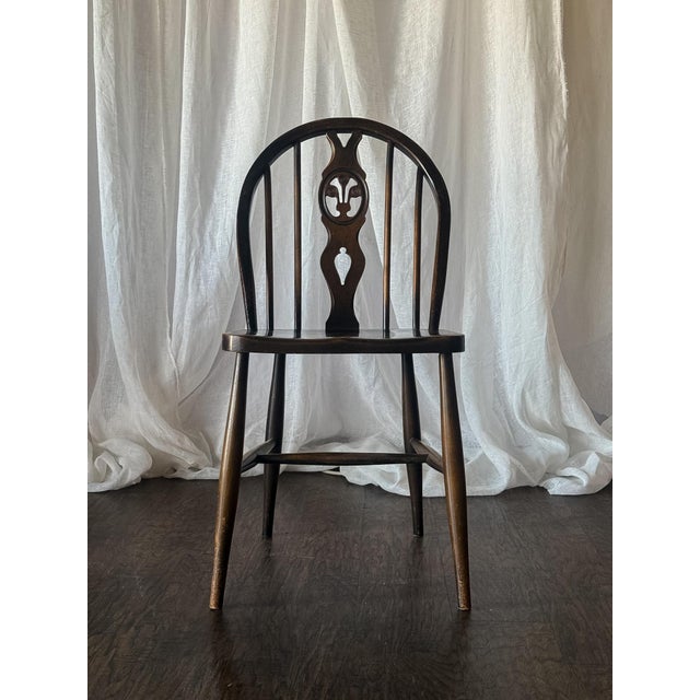English Set of Four Vintage Oval Back Dining Chairs With Floral Cushion For Sale - Image 3 of 13