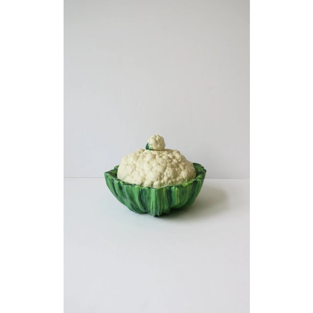 Ceramic Tureen Bowl Cauliflower Cabbage Vegetable Trompe L'Oeil, Circa Mid 20th Century For Sale - Image 7 of 12