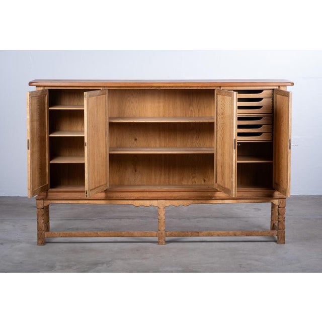 Wood Danish Brutalist Oak Sideboard by Henning Kjærnulf, 1970s For Sale - Image 7 of 10