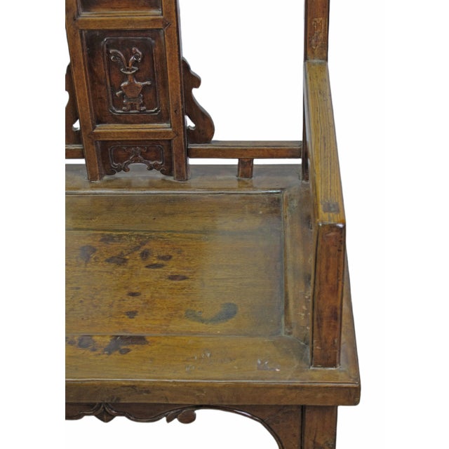 Hand Carved Back Chinese Antique Arm Chairs - Set of 2 For Sale - Image 12 of 12