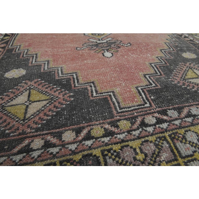 1970s 1970s Vintage Handmade Wool Cotton Pink Area Rug For Sale - Image 5 of 11
