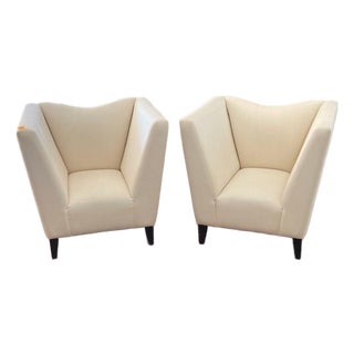 Rachel Ashwell Shabby Chic Lounge Armchairs Set of 2 - Modern Cream Upholstery For Sale