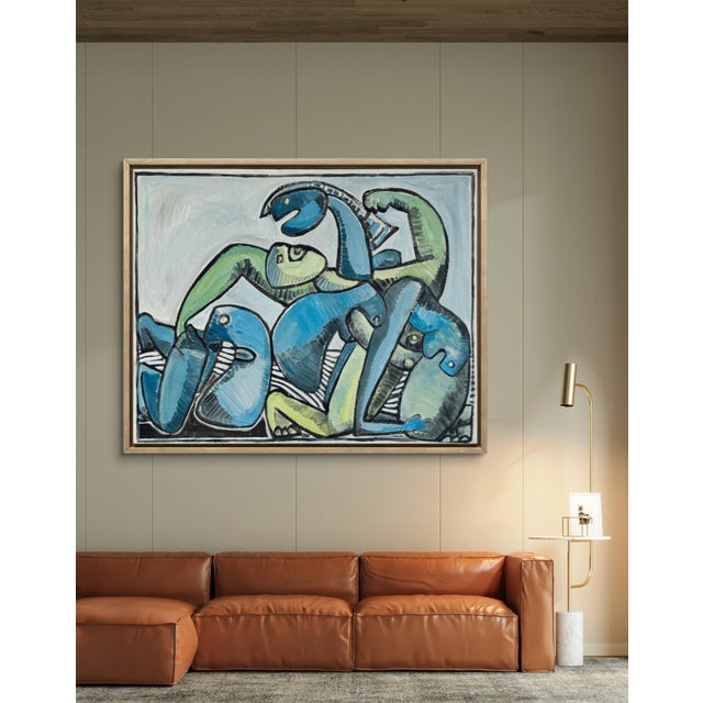 Gundi Falk, Cubist Embrace, Large Acrylic on Canvas, 2000s For Sale - Image 7 of 16
