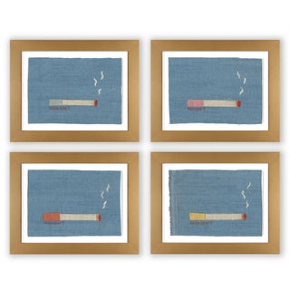 Lorraine, Sabrina, Mildred, and Ruth Cigarette Pack by Willa Heart in Gold Frame, Set of 4 Mini Art Prints For Sale