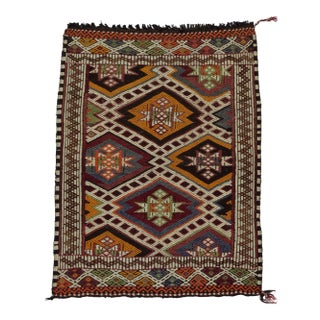 Vintage Embroidered Turkish Kilim Rug - 2'11" x 3'10" For Sale