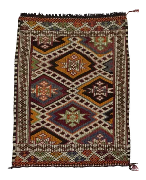 Vintage Embroidered Turkish Kilim Rug - 2'11" x 3'10"