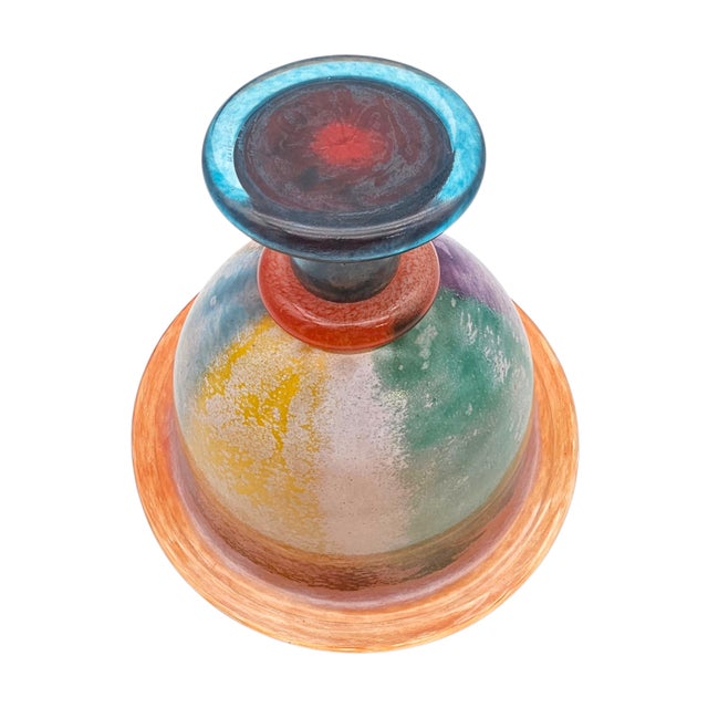 Kosta Boda Kosta Boda “Can Can” Compote Bowl by Kjell Engman, Signed Pastel Swedish Postmodern Art Glass For Sale - Image 4 of 14