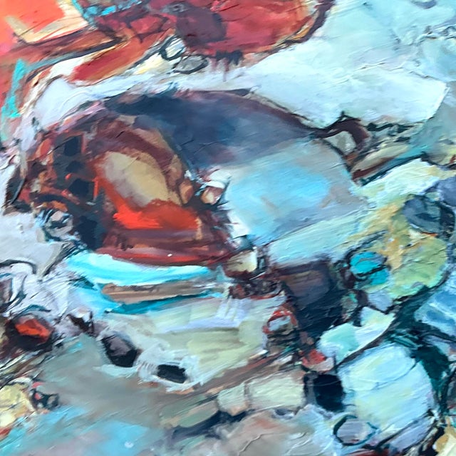 Wood Vintage Boho Original Abstract Oil on Board For Sale - Image 7 of 9