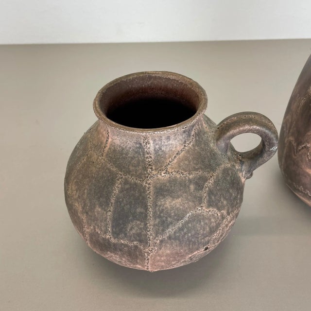 Abstract German Fat Lava Pottery Vases from Ruscha, 1960s, Set of 2 For Sale - Image 3 of 18