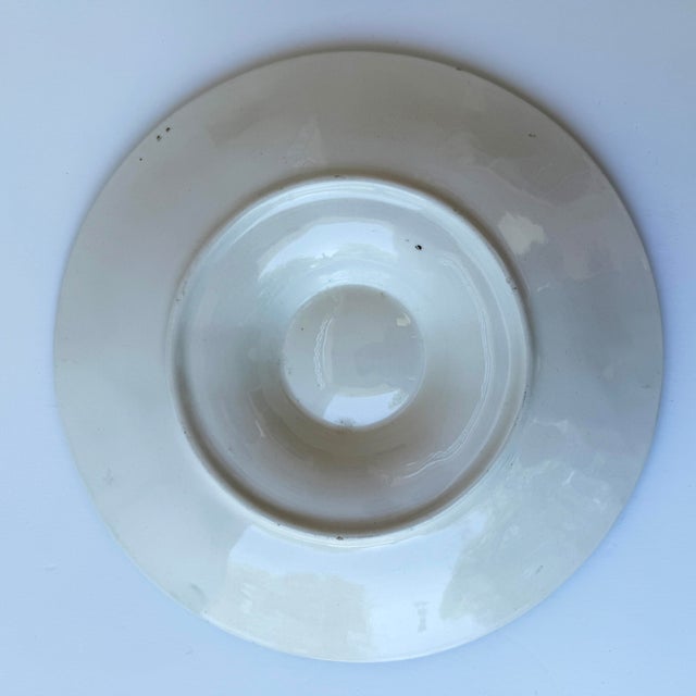 French Antique French Faïence Longchamp Majolica Oyster Plate | Green Basket Weave | Circa 1920s For Sale - Image 3 of 5