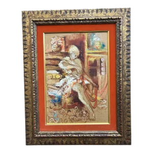 Abstract Midcentury Seated Nude Oil Painting
