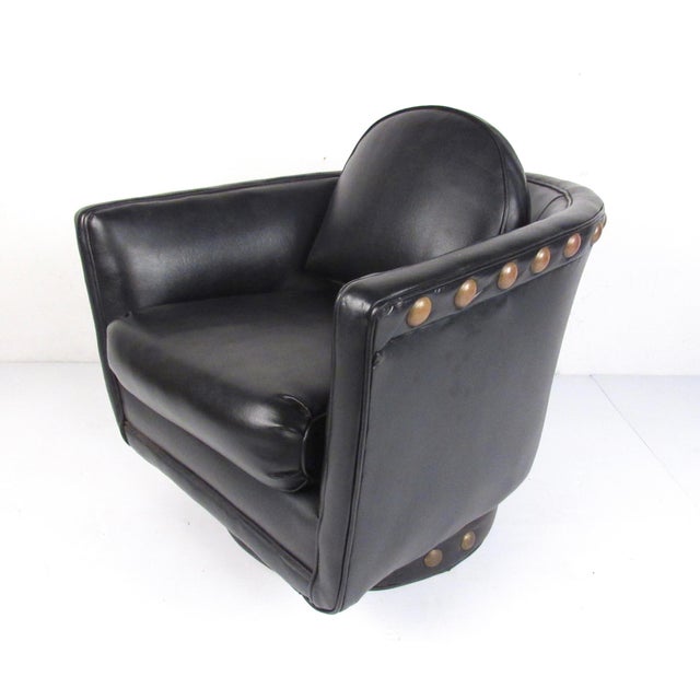 Mid Century Club Chair With Swivel Base Chairish