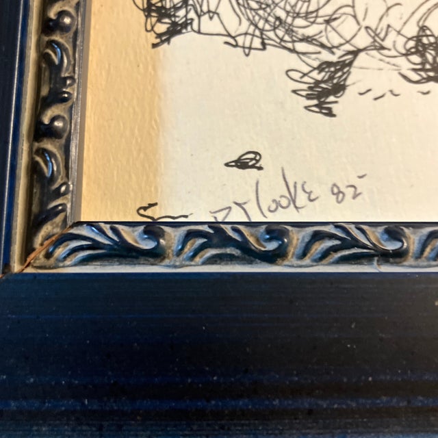 Abstract 1980’s Original Robert Cooke Industrial Abstract Ink Drawing Framed Signed For Sale - Image 3 of 4