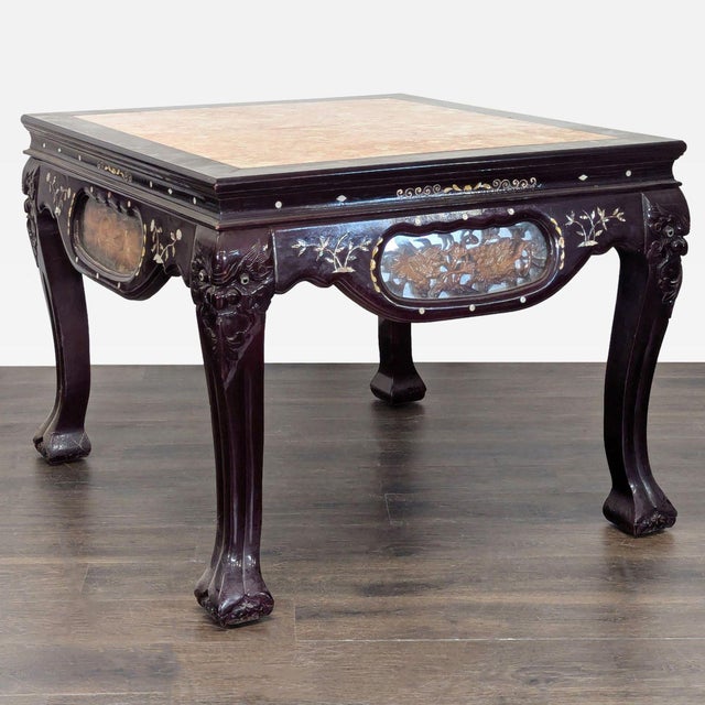 Vintage Chinese Marble Top End Table For Sale - Image 4 of 10