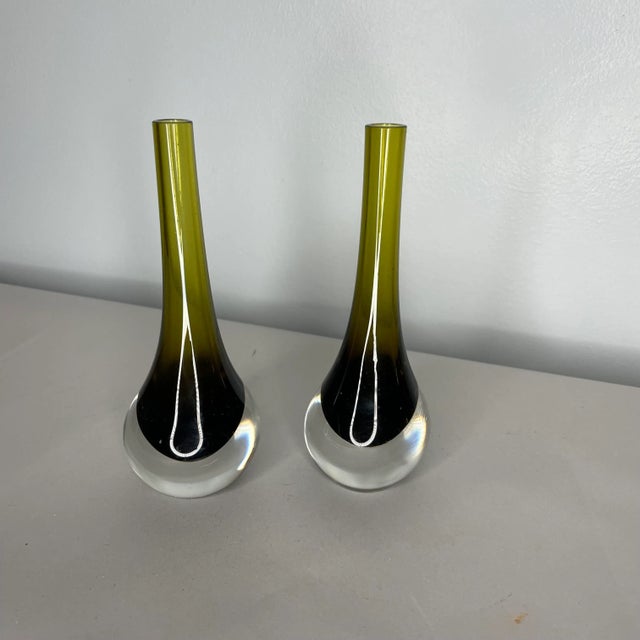 1960s 1960s Olive Murano Bud Vases by Antonio Da Ros- a Pair For Sale - Image 5 of 5