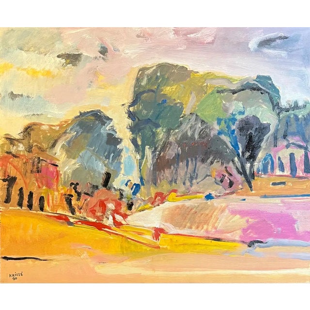 Jean Krille, Landscape 121, Oil on Wood, 1990 For Sale - Image 9 of 9