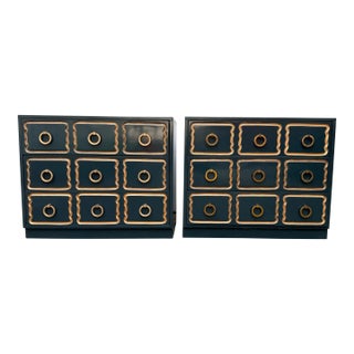 Pair of Salamander Lacquered Dorothy Draper Style Espana Chests For Sale