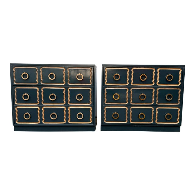 Pair of Salamander Lacquered Dorothy Draper Style Espana Chests For Sale