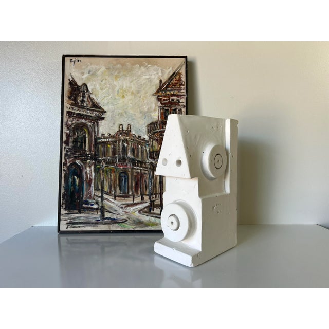 Modernist Cubist Plaster Male Face Sculpture For Sale - Image 4 of 10