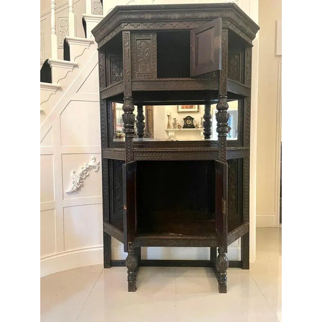 Large Antique Victorian Carved Oak Side Cabinet For Sale - Image 13 of 16