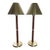 Ralph Lauren Brown Leather-Wrapped and Brush Brass/Metal Tall Buffet Lamps, a Pair For Sale