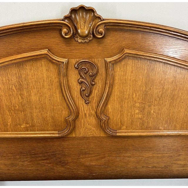 Brown Vintage French Louis XVI Double Bed Frame with Bedside Tables For Sale - Image 8 of 17